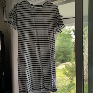 Adrianna Papell navy striped med dress